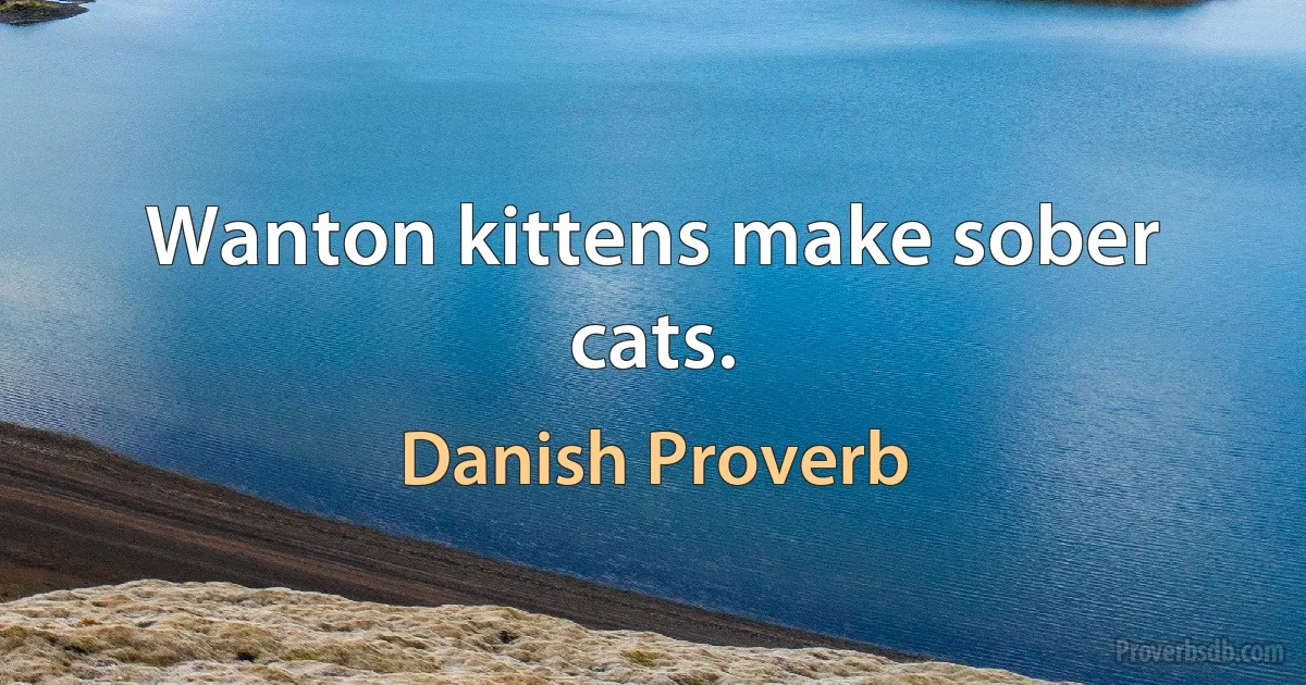 Wanton kittens make sober cats. (Danish Proverb)