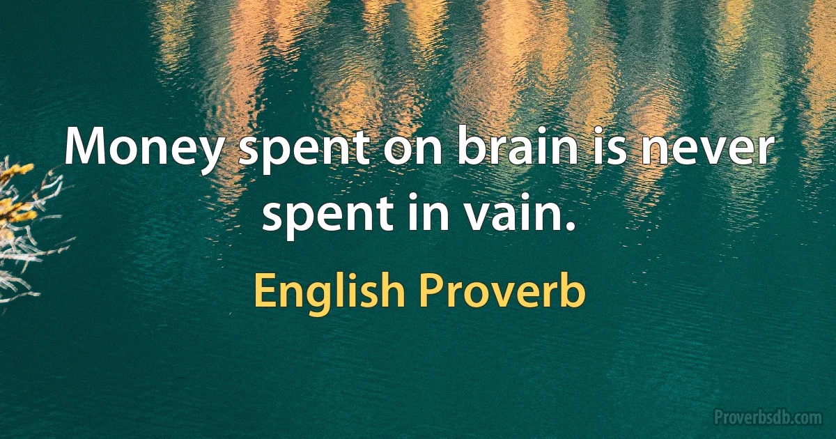 Money spent on brain is never spent in vain. (English Proverb)