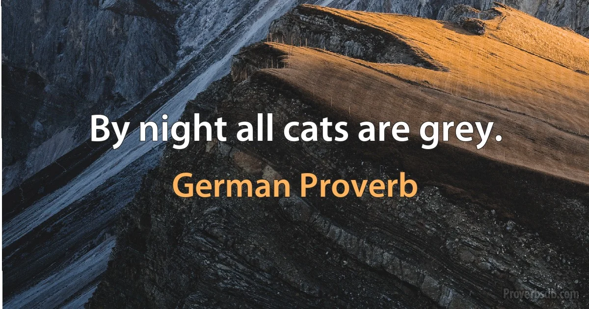 By night all cats are grey. (German Proverb)