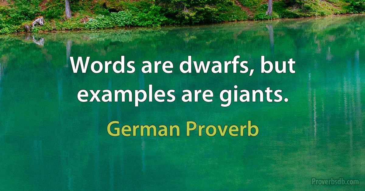 Words are dwarfs, but examples are giants. (German Proverb)