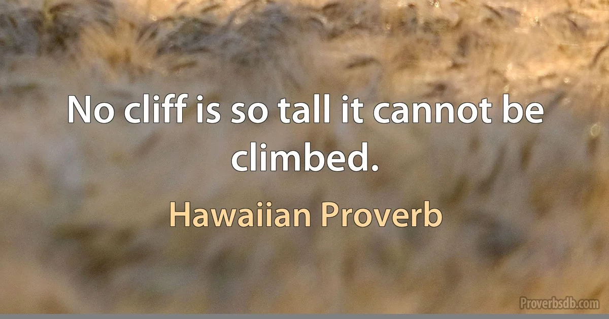 No cliff is so tall it cannot be climbed. (Hawaiian Proverb)