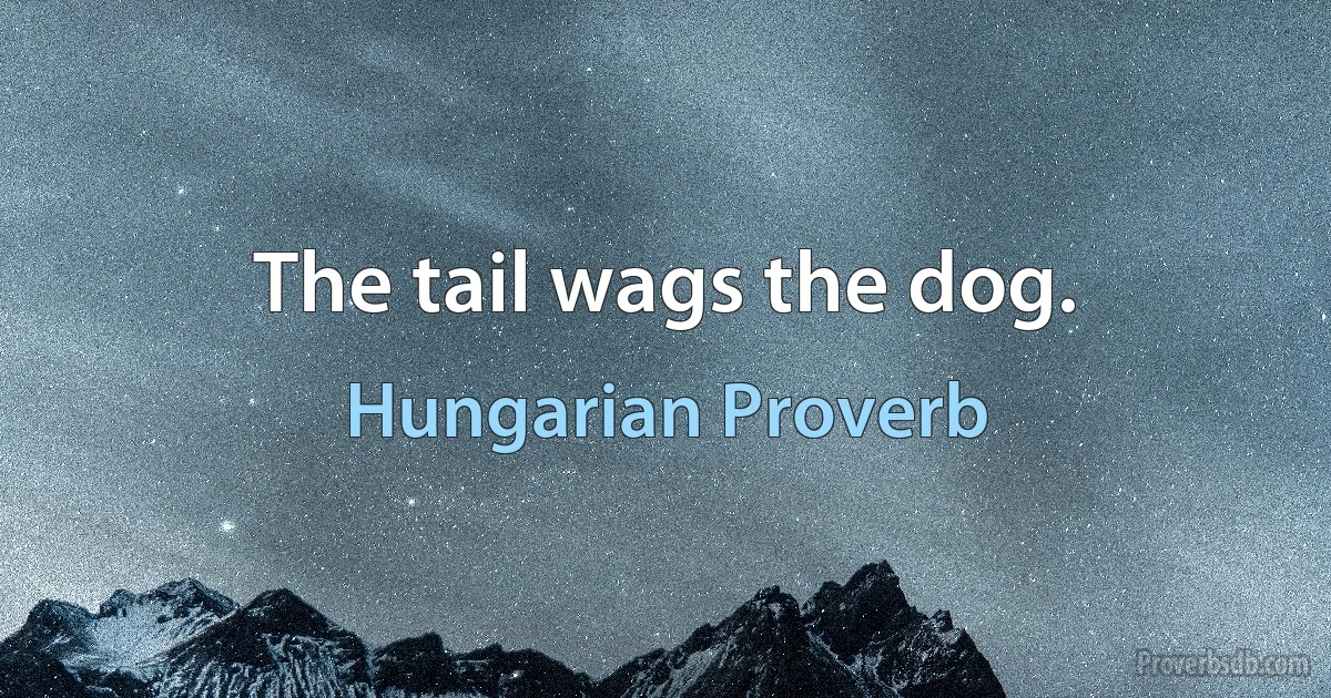 The tail wags the dog. (Hungarian Proverb)