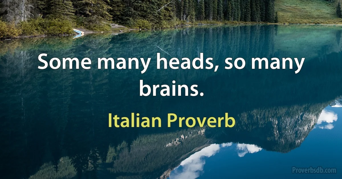 Some many heads, so many brains. (Italian Proverb)