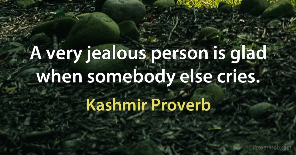 A very jealous person is glad when somebody else cries. (Kashmir Proverb)