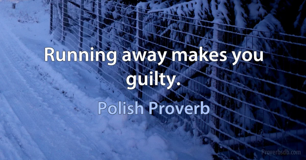 Running away makes you guilty. (Polish Proverb)