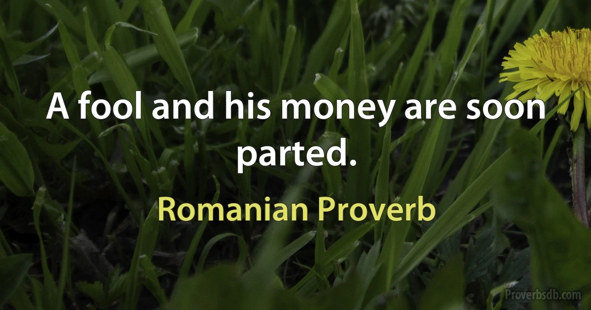 A fool and his money are soon parted. (Romanian Proverb)