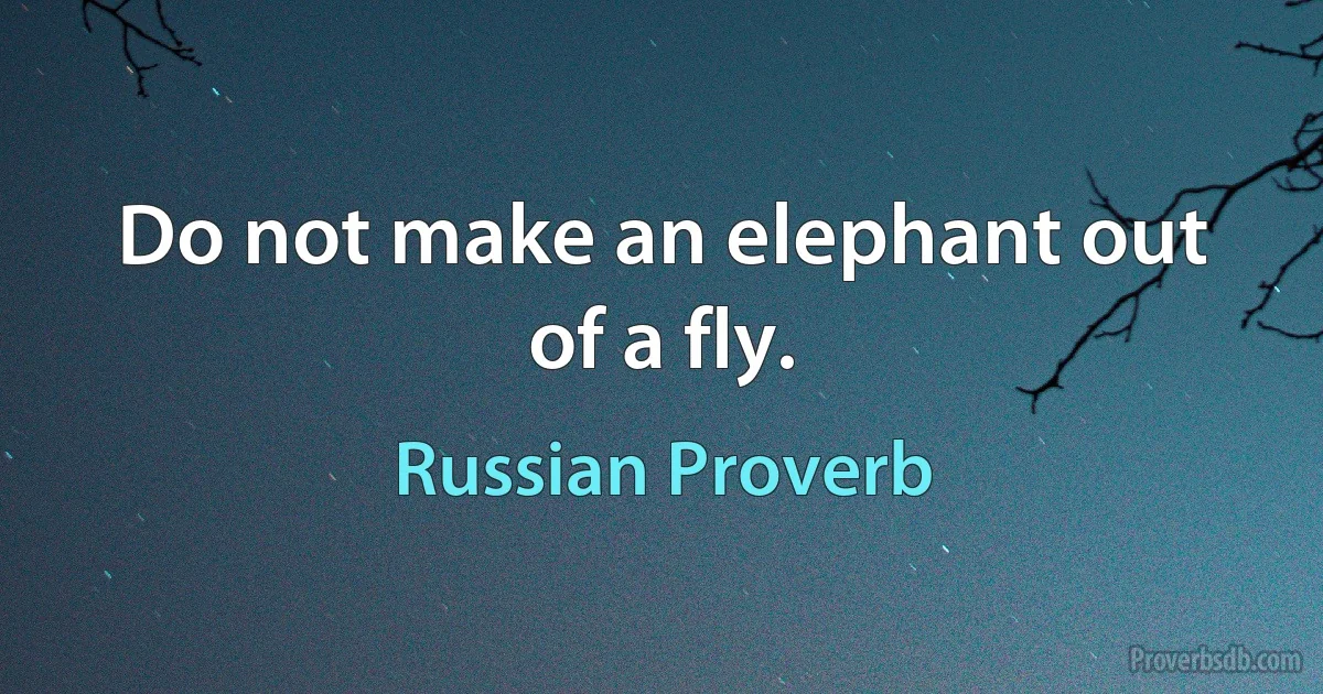 Do not make an elephant out of a fly. (Russian Proverb)