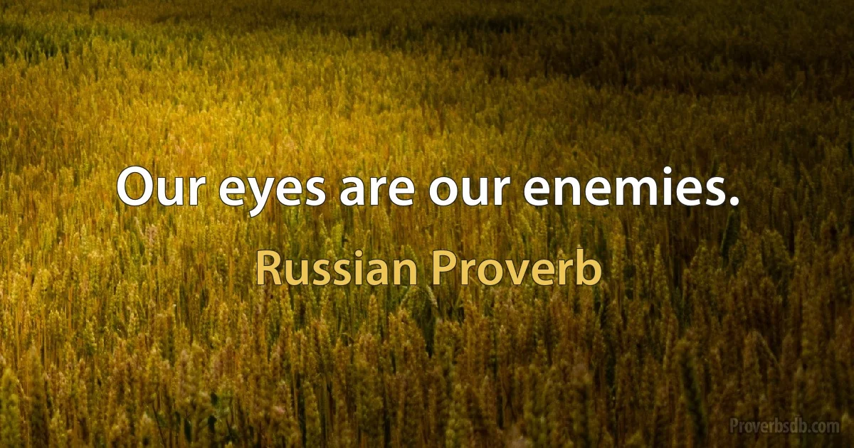 Our eyes are our enemies. (Russian Proverb)