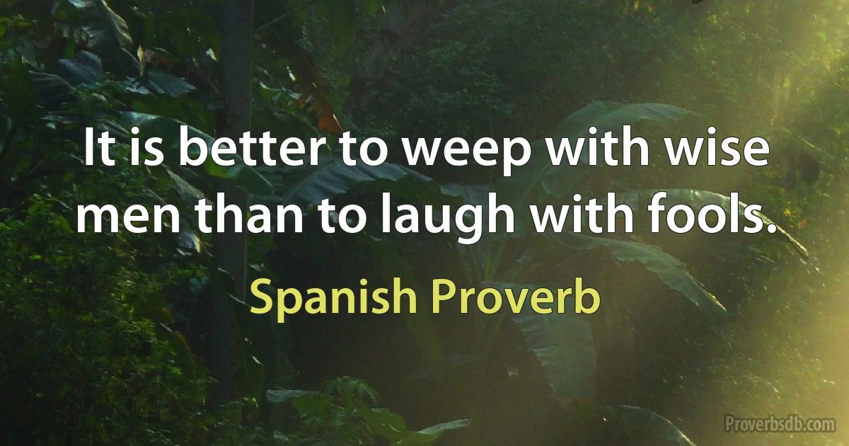 It is better to weep with wise men than to laugh with fools. (Spanish Proverb)