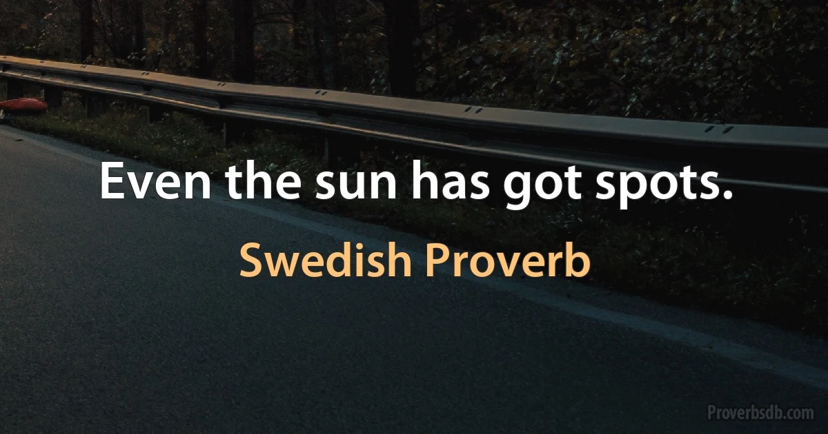 Even the sun has got spots. (Swedish Proverb)