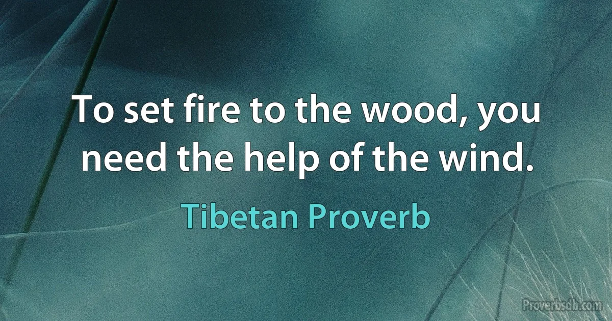 To set fire to the wood, you need the help of the wind. (Tibetan Proverb)