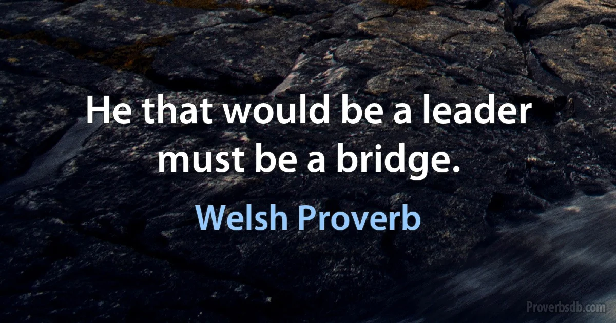 He that would be a leader must be a bridge. (Welsh Proverb)