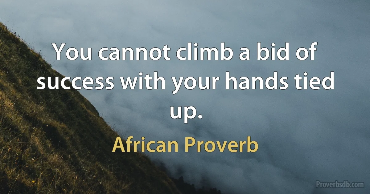 You cannot climb a bid of success with your hands tied up. (African Proverb)