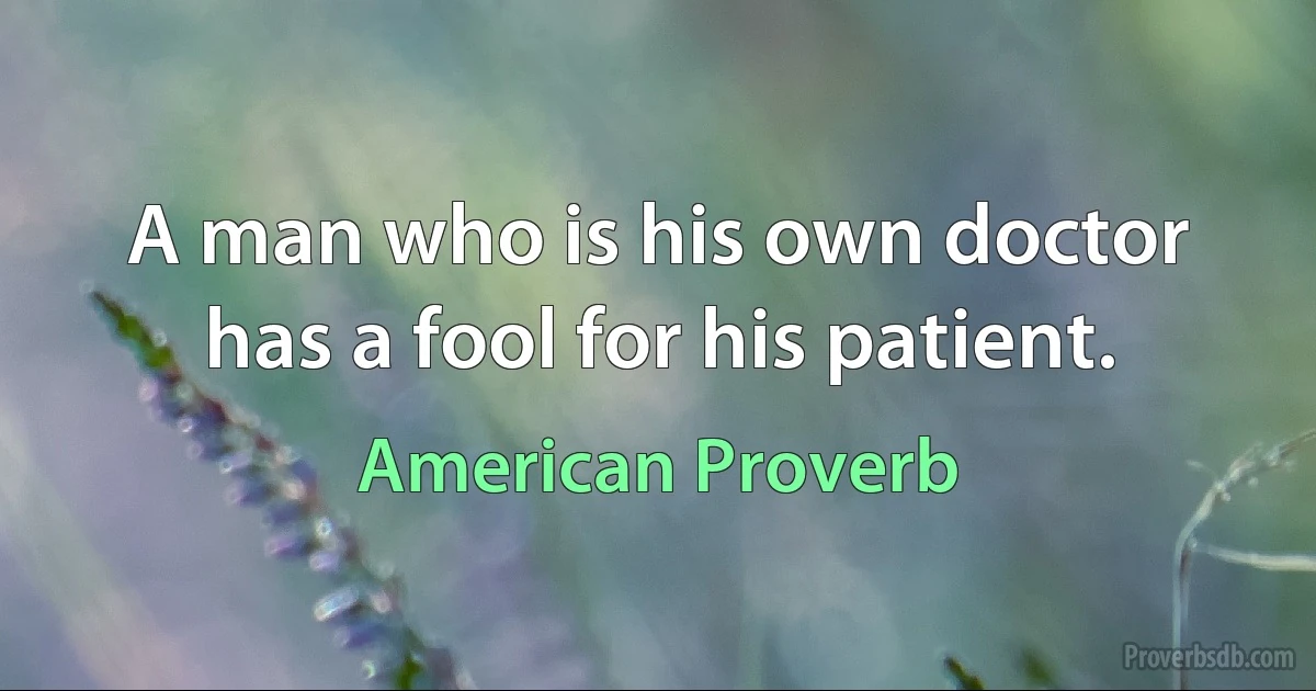 A man who is his own doctor has a fool for his patient. (American Proverb)