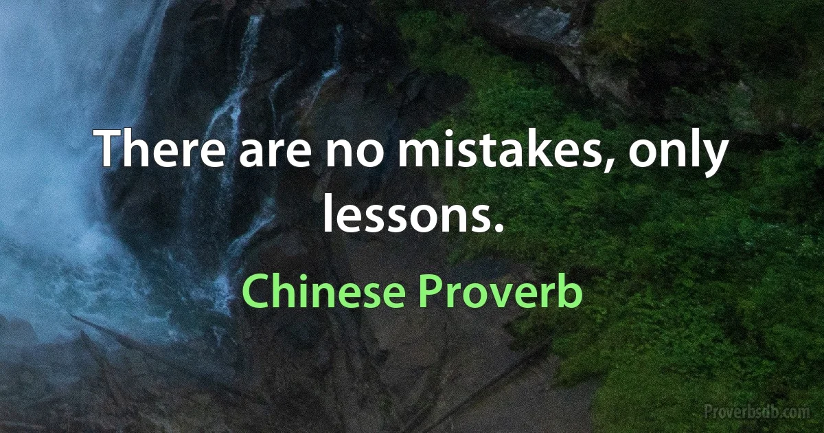 There are no mistakes, only lessons. (Chinese Proverb)