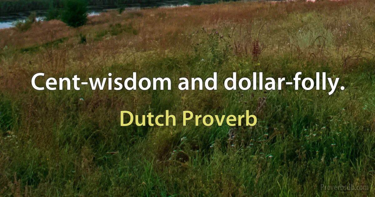 Cent-wisdom and dollar-folly. (Dutch Proverb)