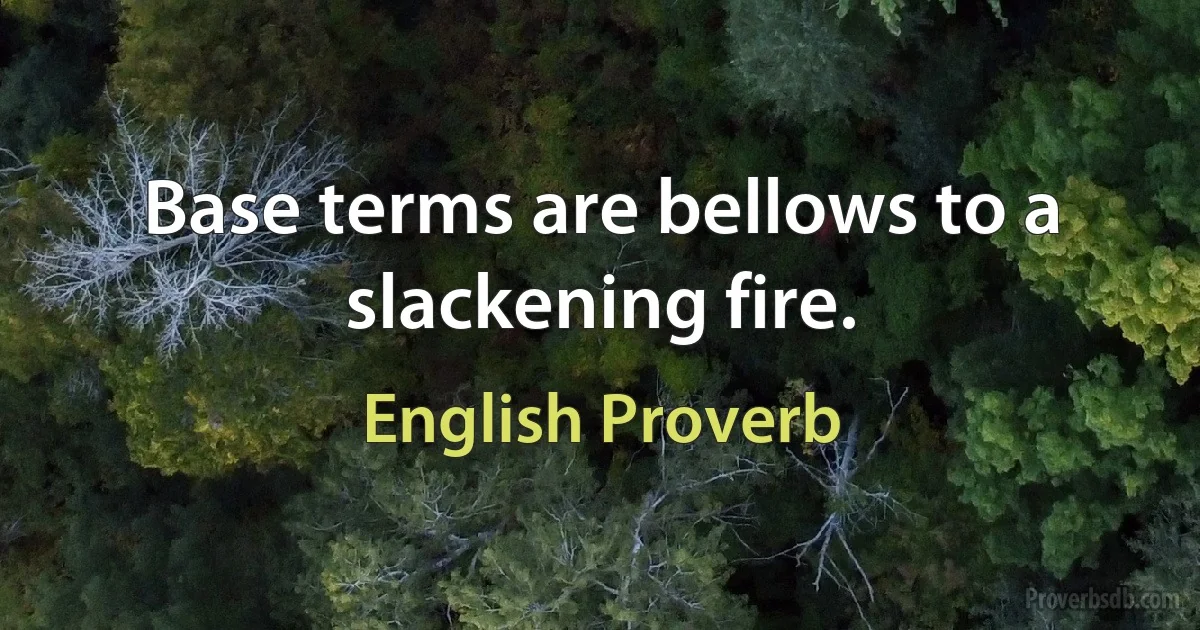 Base terms are bellows to a slackening fire. (English Proverb)