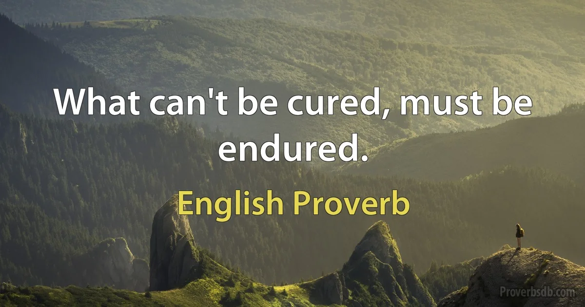 What can't be cured, must be endured. (English Proverb)