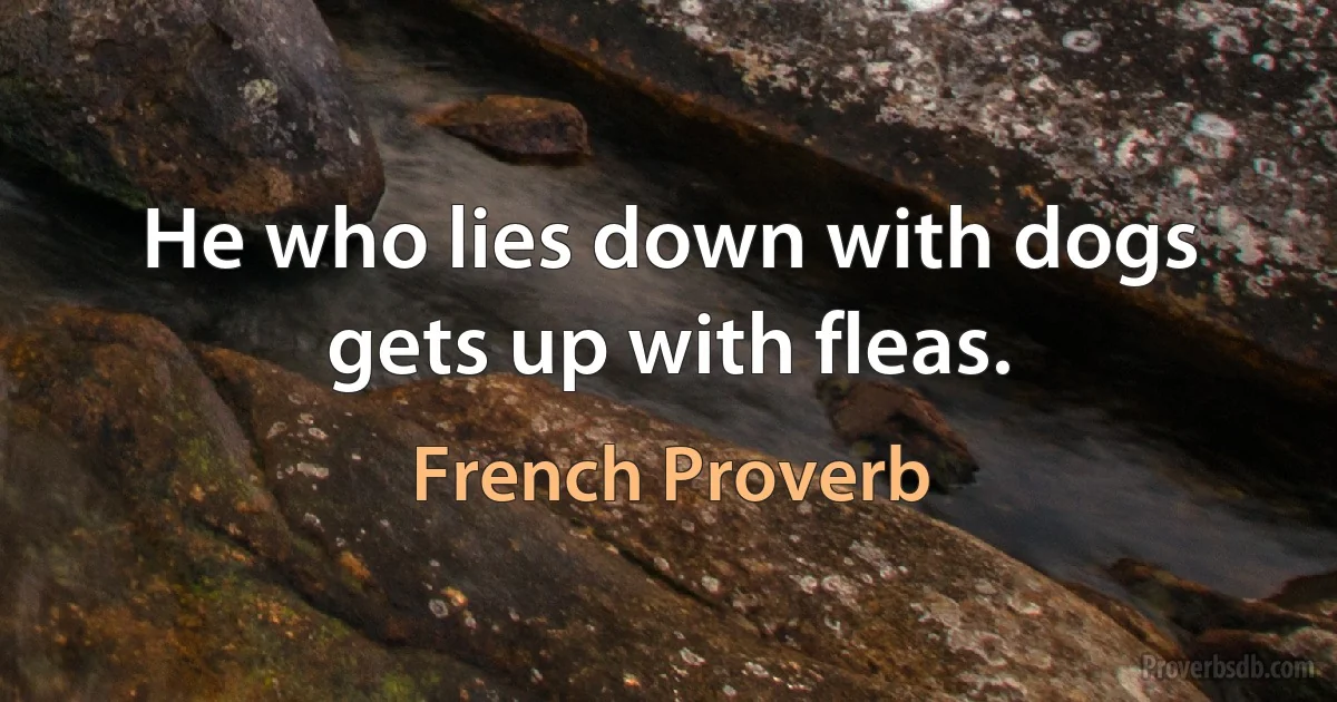 He who lies down with dogs gets up with fleas. (French Proverb)