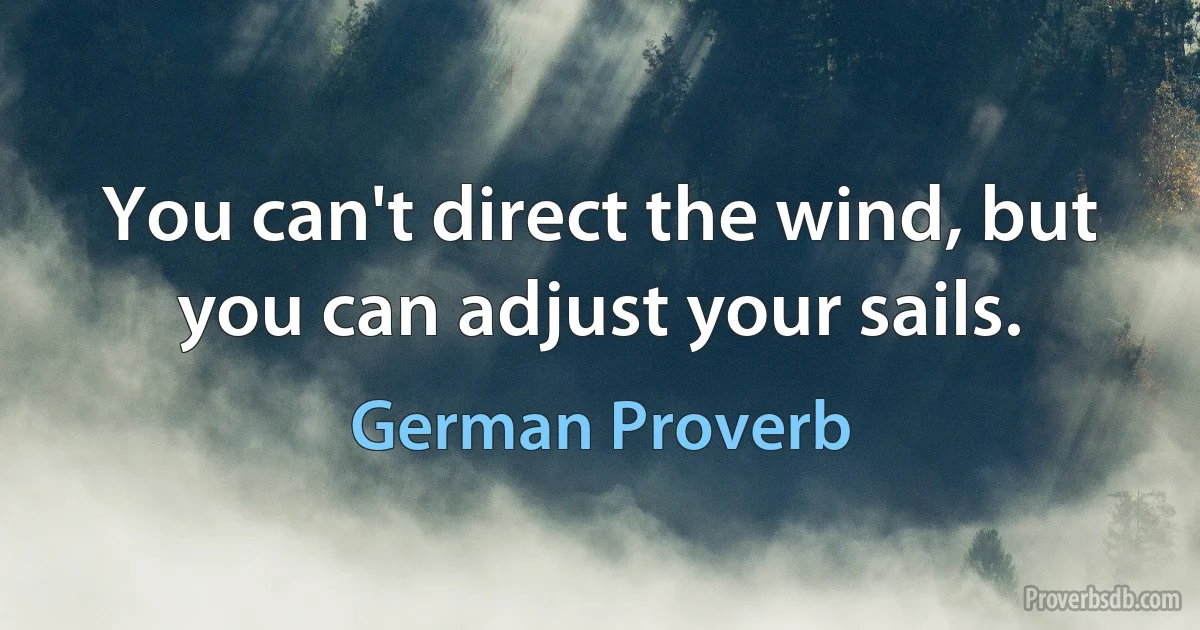 You can't direct the wind, but you can adjust your sails. (German Proverb)