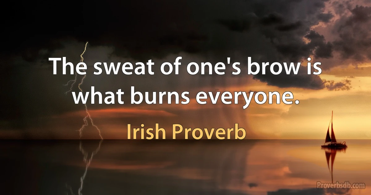 The sweat of one's brow is what burns everyone. (Irish Proverb)