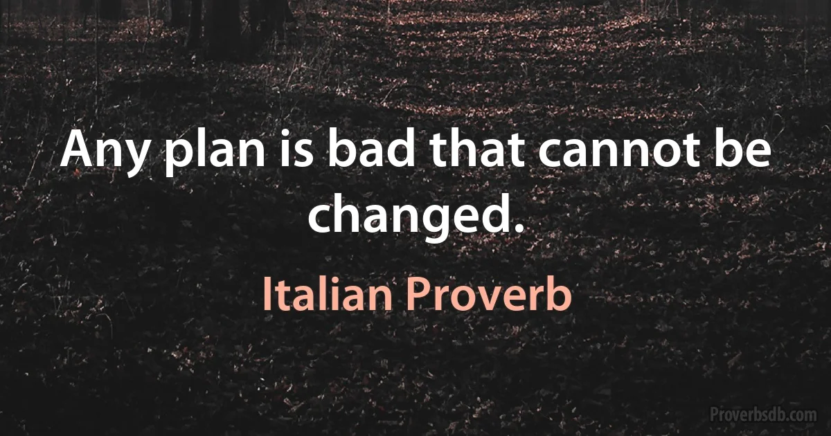 Any plan is bad that cannot be changed. (Italian Proverb)