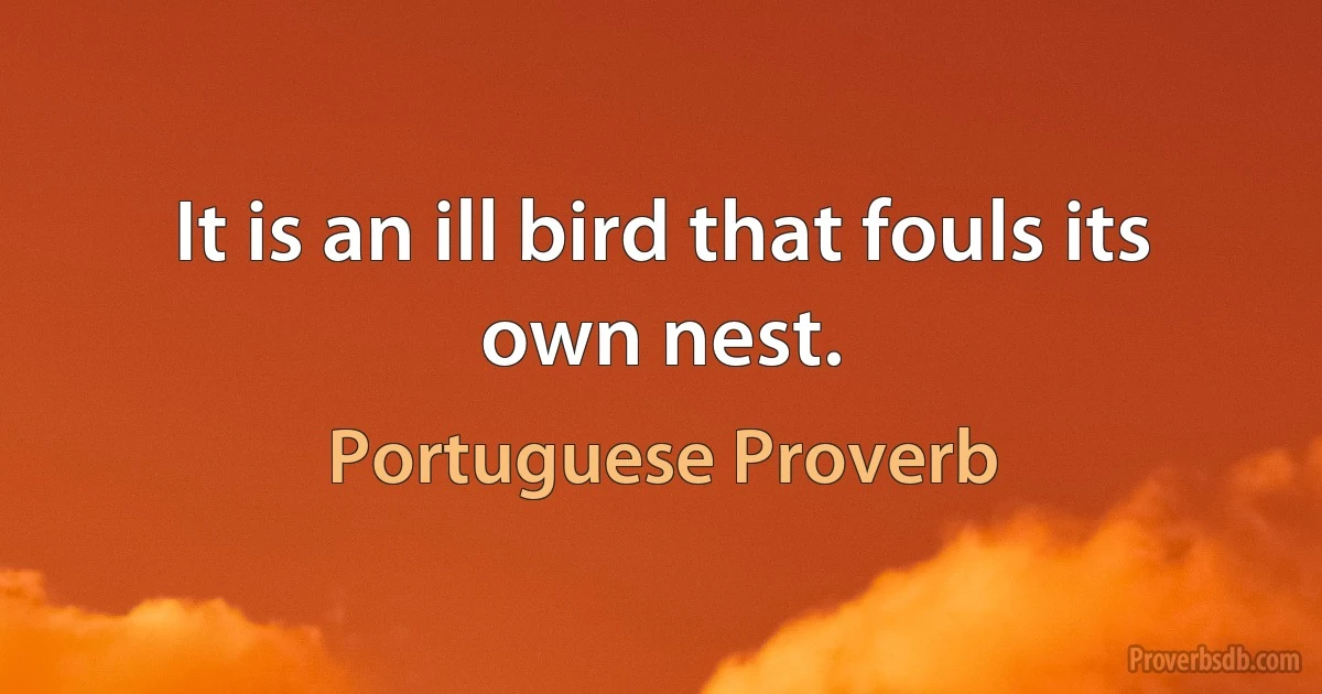 It is an ill bird that fouls its own nest. (Portuguese Proverb)