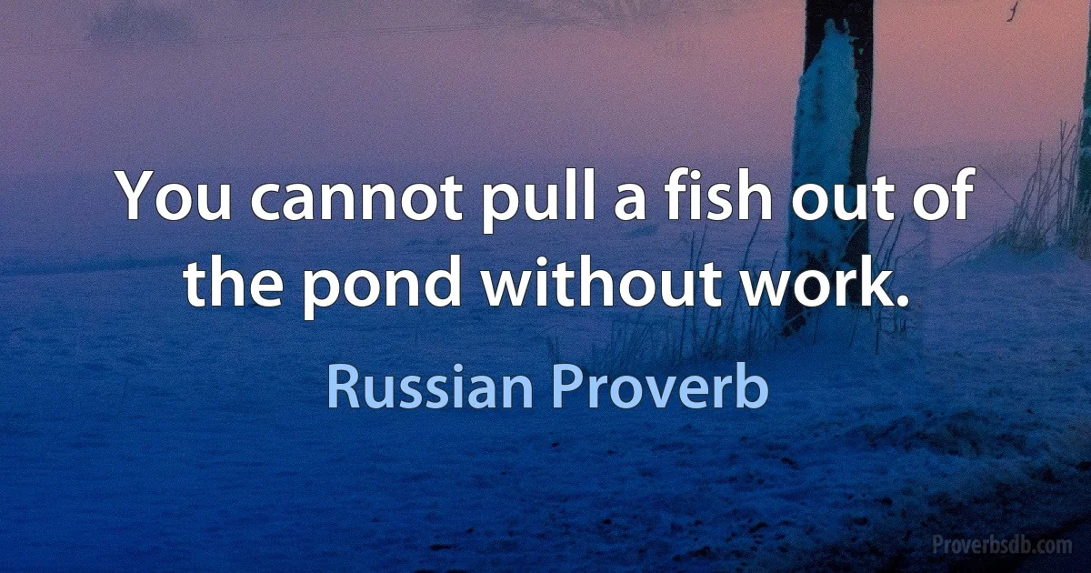 You cannot pull a fish out of the pond without work. (Russian Proverb)