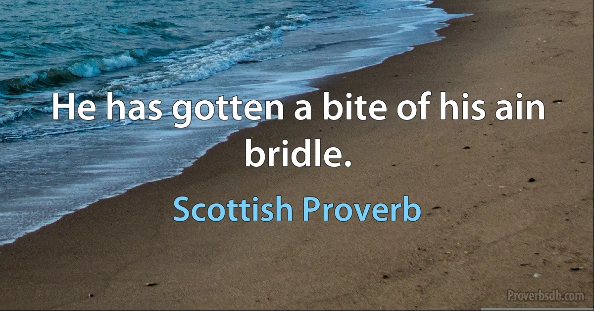 He has gotten a bite of his ain bridle. (Scottish Proverb)