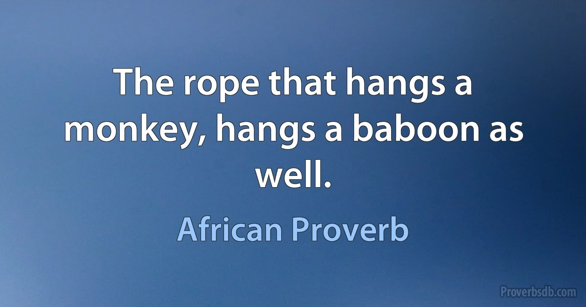 The rope that hangs a monkey, hangs a baboon as well. (African Proverb)