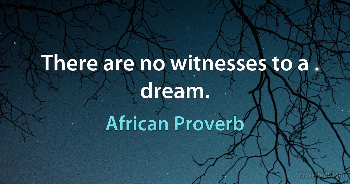 There are no witnesses to a dream. (African Proverb)