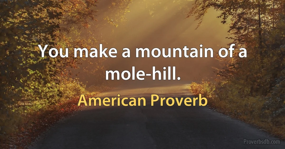 You make a mountain of a mole-hill. (American Proverb)