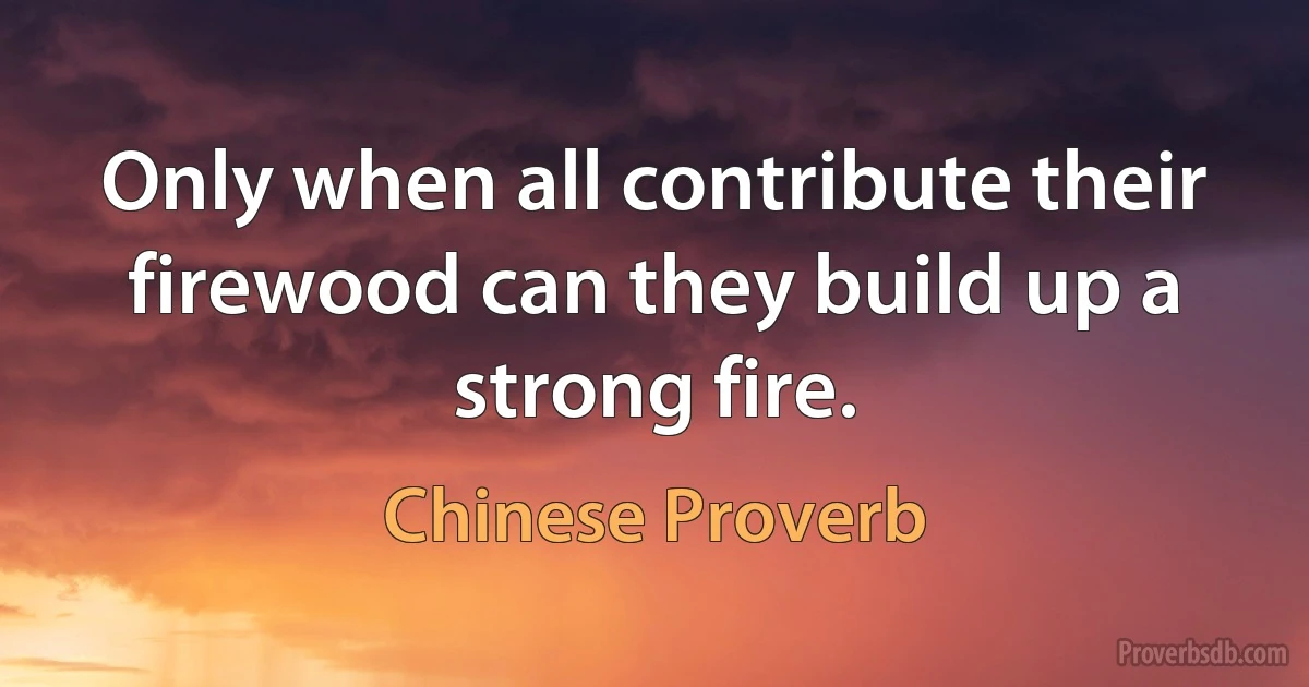 Only when all contribute their firewood can they build up a strong fire. (Chinese Proverb)