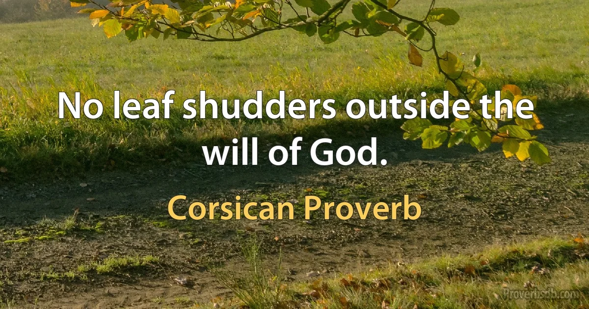 No leaf shudders outside the will of God. (Corsican Proverb)