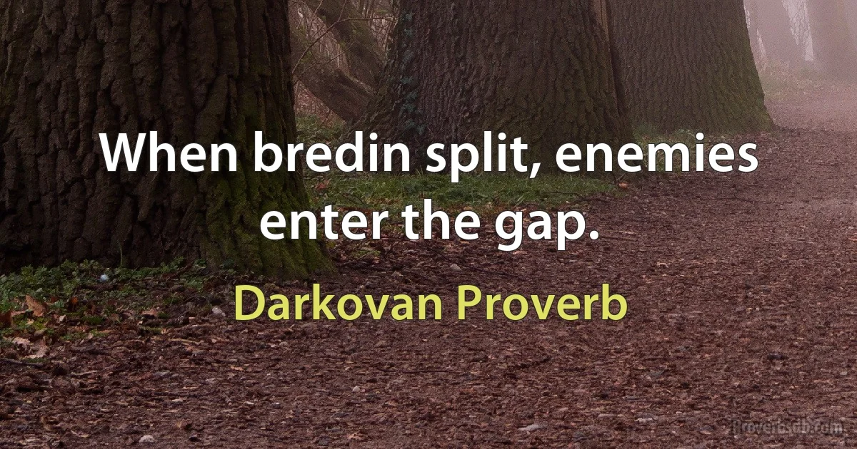 When bredin split, enemies enter the gap. (Darkovan Proverb)