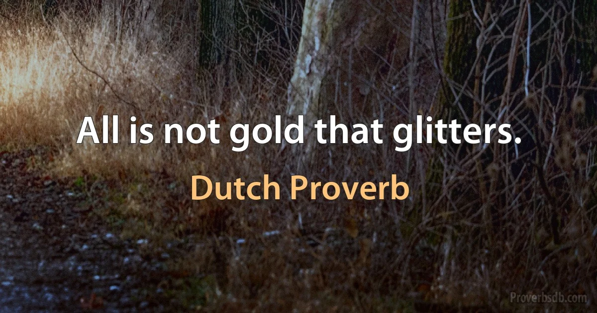 All is not gold that glitters. (Dutch Proverb)