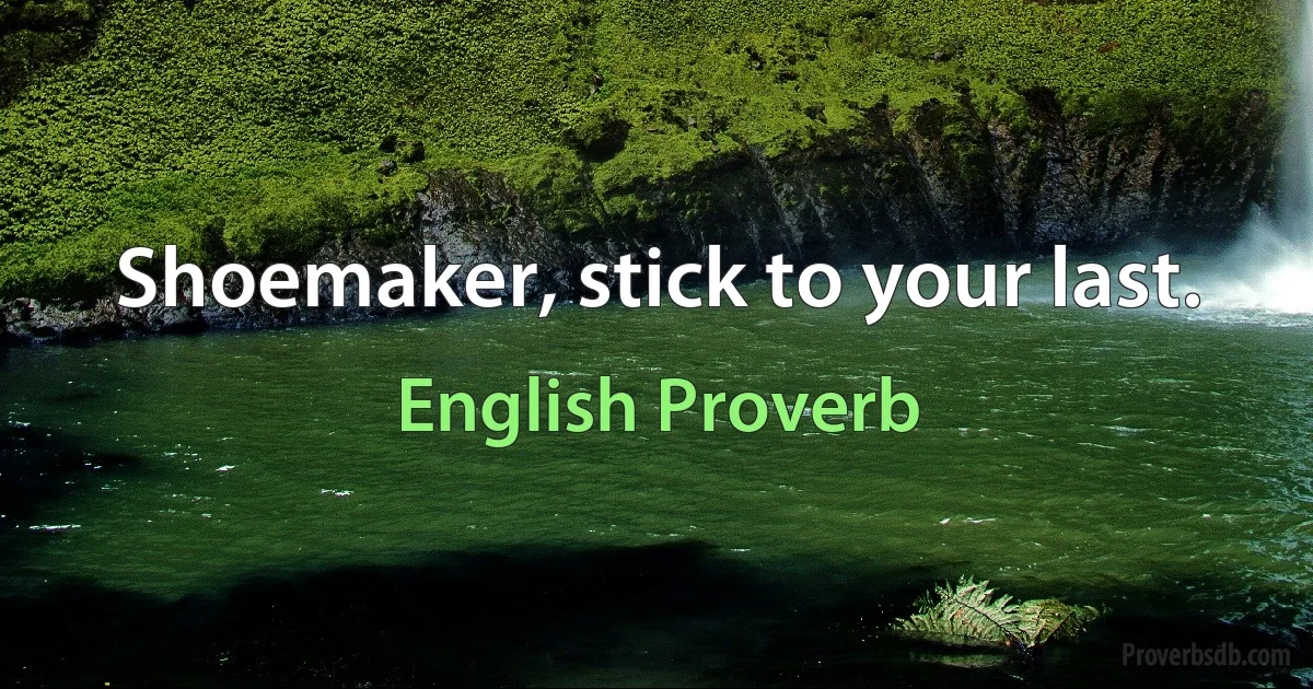 Shoemaker, stick to your last. (English Proverb)