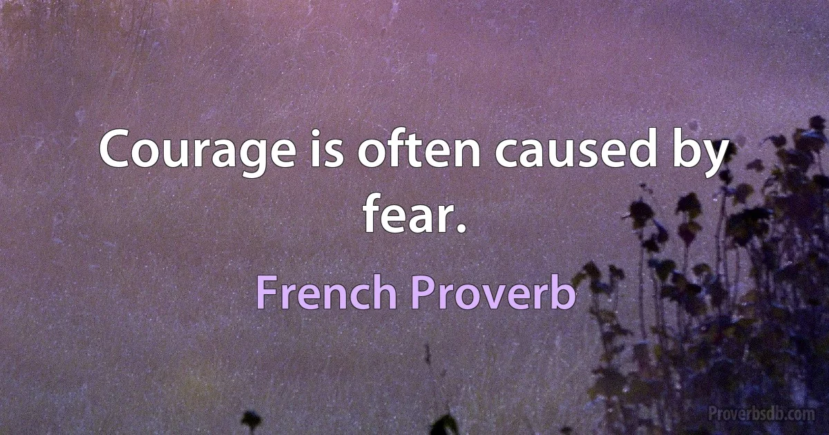 Courage is often caused by fear. (French Proverb)