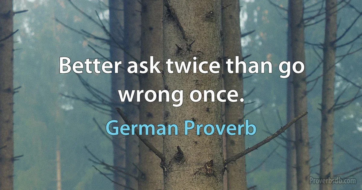 Better ask twice than go wrong once. (German Proverb)