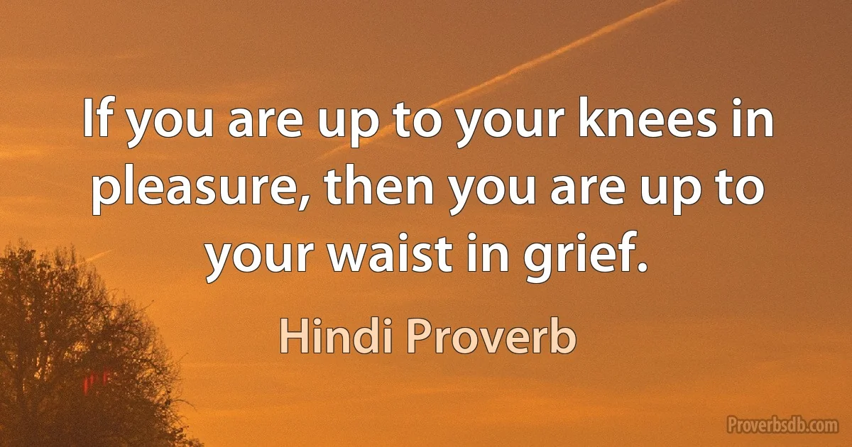 If you are up to your knees in pleasure, then you are up to your waist in grief. (Hindi Proverb)