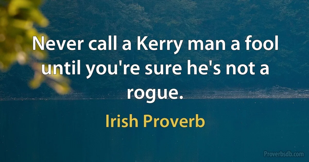 Never call a Kerry man a fool until you're sure he's not a rogue. (Irish Proverb)