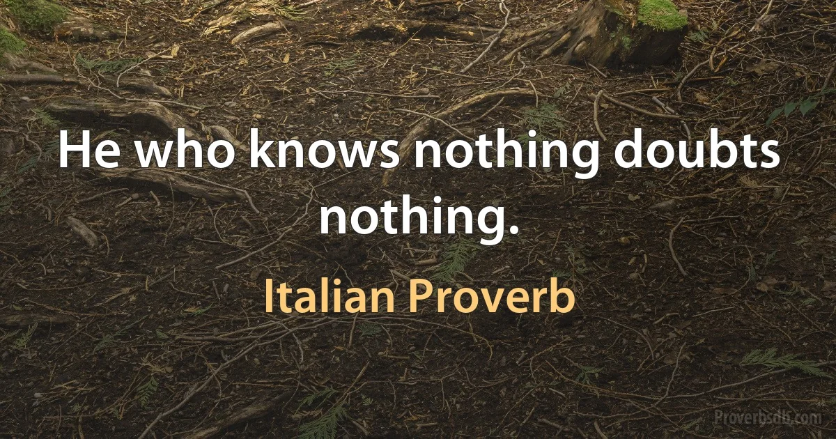 He who knows nothing doubts nothing. (Italian Proverb)