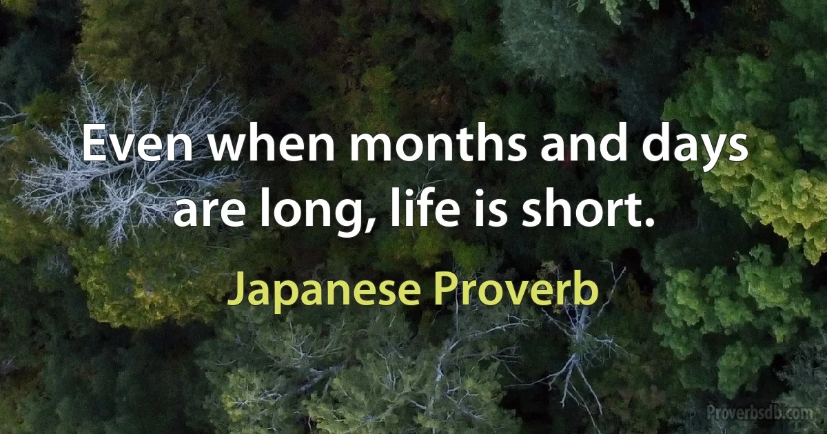 Even when months and days are long, life is short. (Japanese Proverb)