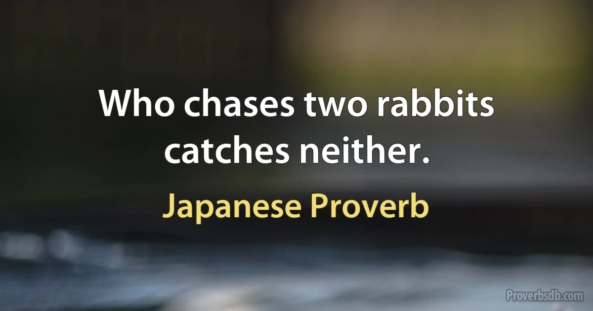 Who chases two rabbits catches neither. (Japanese Proverb)