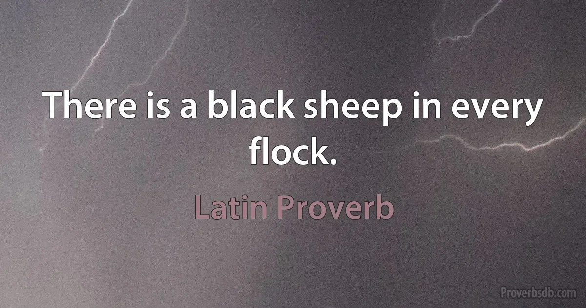 There is a black sheep in every flock. (Latin Proverb)