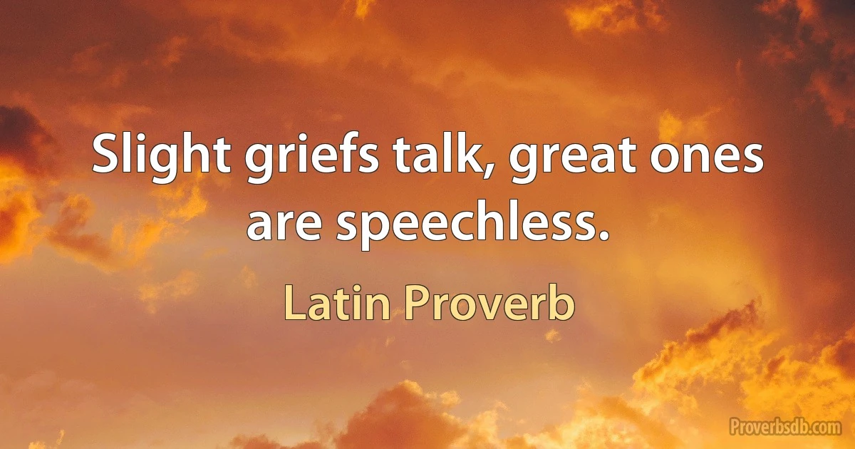 Slight griefs talk, great ones are speechless. (Latin Proverb)