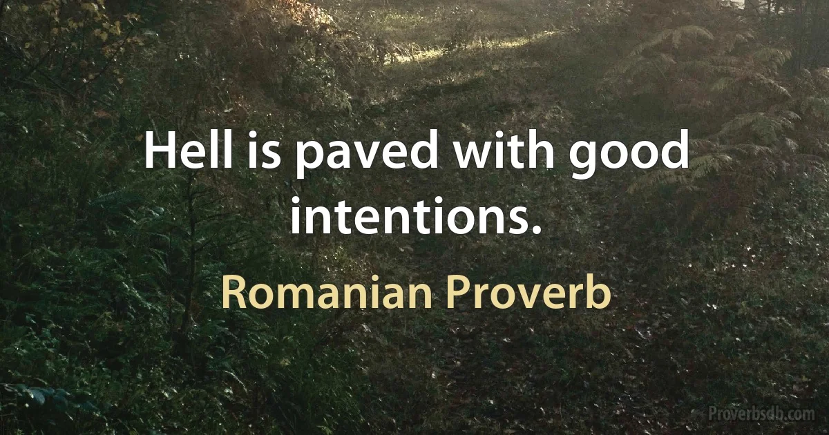 Hell is paved with good intentions. (Romanian Proverb)