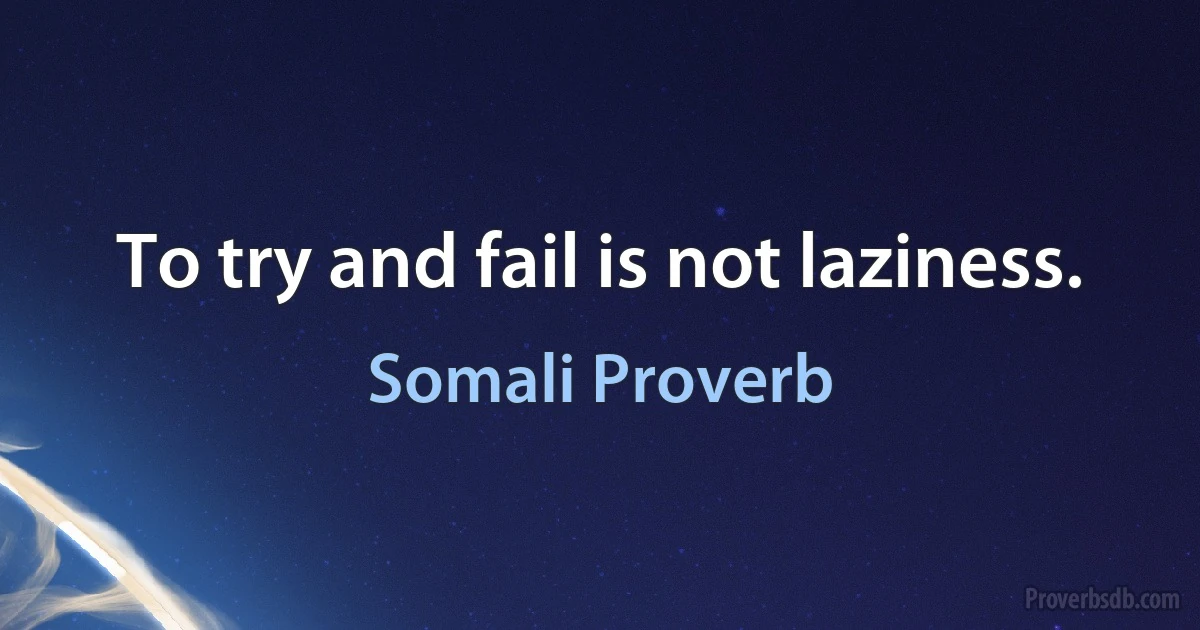 To try and fail is not laziness. (Somali Proverb)