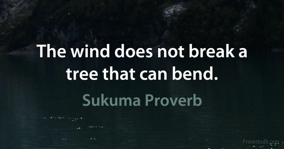 The wind does not break a tree that can bend. (Sukuma Proverb)