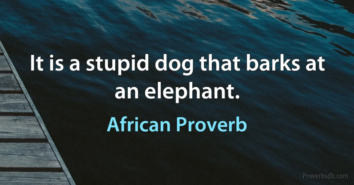 It is a stupid dog that barks at an elephant. (African Proverb)